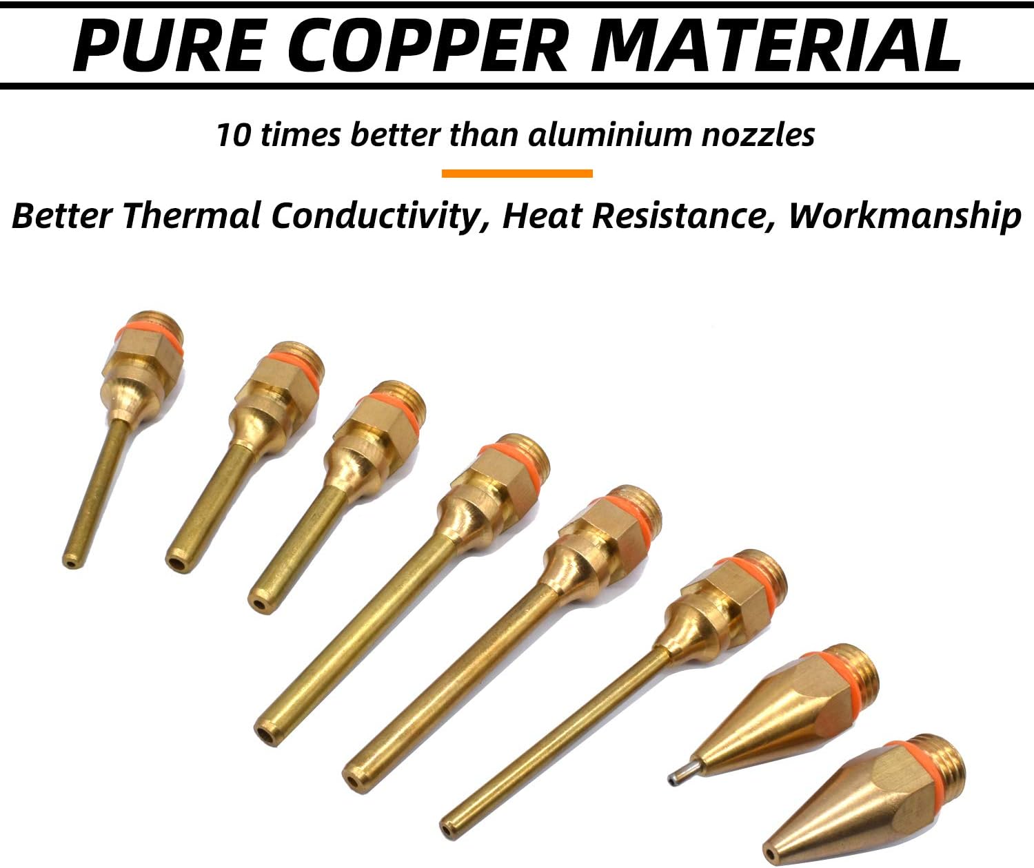 Boswell 18Pcs/Pack Glue Gun Nozzles Pure Copper Small Diameter Large Bore 0.04 x1.42 Inch 0.06 x2.17 0.08 x1.26 0.12 x2.76 for Hot Glue Guns