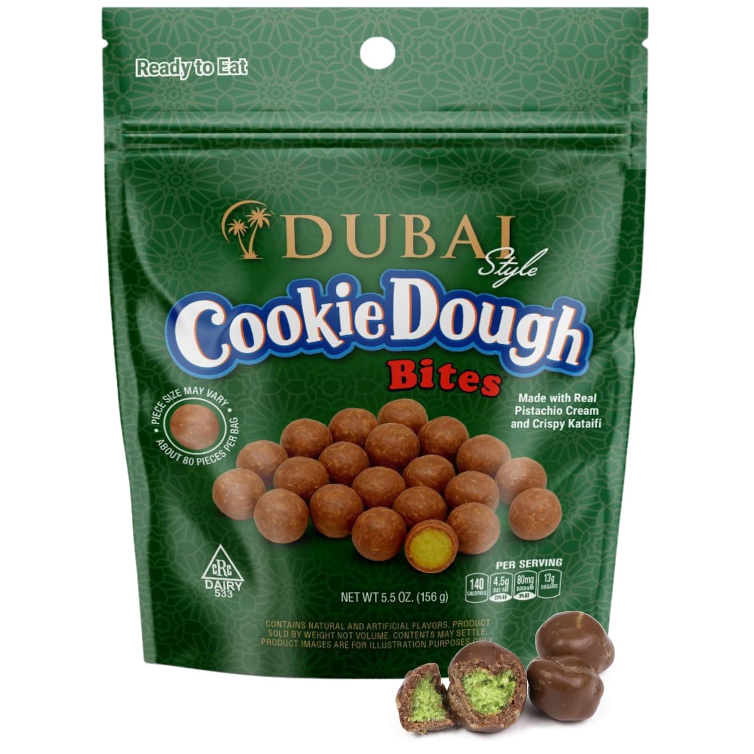 Bulk Dubai Chocolate Cookie Dough Bites 5.5 oz