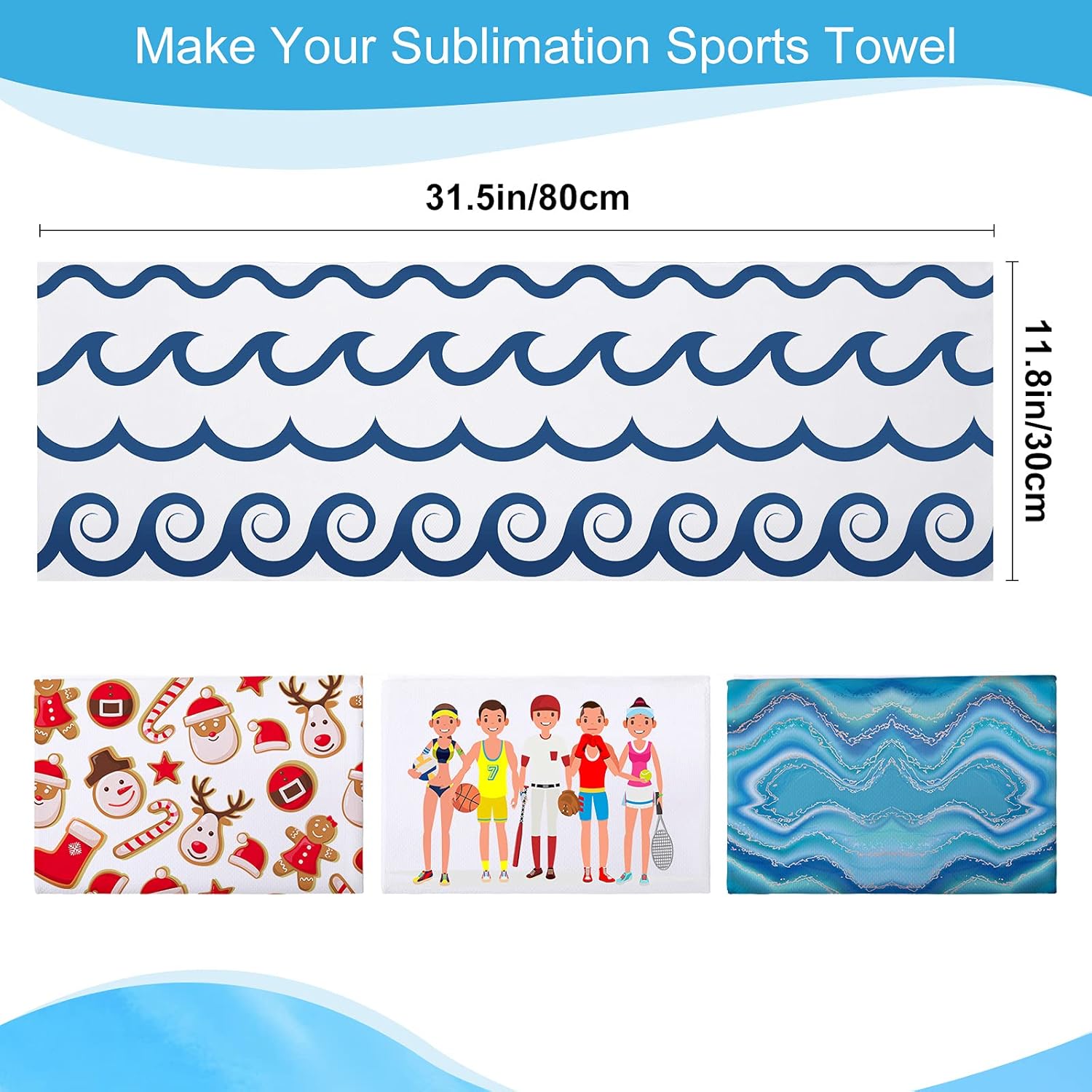 Tatuo Sublimation Blank Towels DIY Microfiber Kitchen Towels 32x12 Inch White Thick Dish Drying Tea Absorbent Soft Polyester for Sublimation Bathroom Kitchen Cleaning Supplies(10 Pieces)