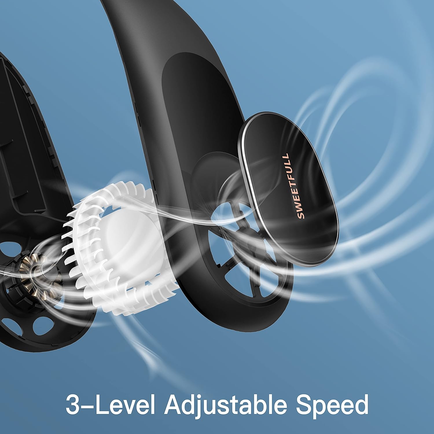 SWEETFULL Portable Neck Fan, Personal Fan Bladeless Fan 4000mAh Hands-Free USB Rechargeable Battery Operated Cooling Hanging Fan,Quiet Neck Cooler for Women Men Office 3 Speeds : Home & Kitchen