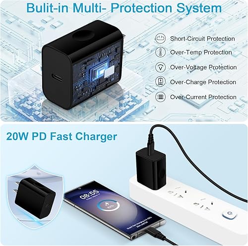 Miniatura 3 de Cargador de teléfono Samsung de 20 W tipo C de carga rápida para Samsung Galaxy A54 5G, A14, S24, S23 Ultra, S22, S21 S20, paquete de 2 cargadores