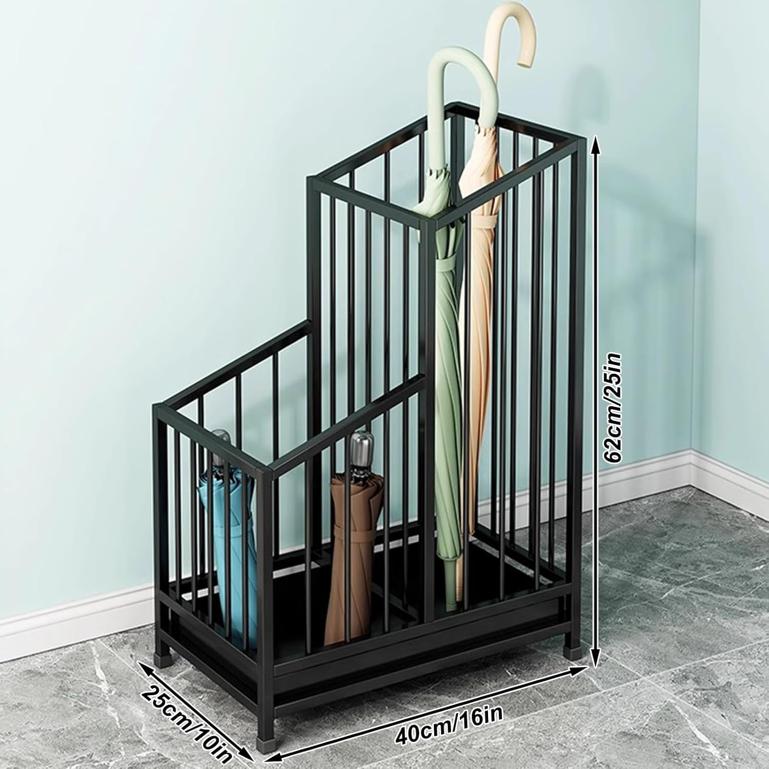 Entryway Umbrella Stand Holder with Removable Drip Tray and Stable Base Gold Home Office Decor 10 * 8 * 25in