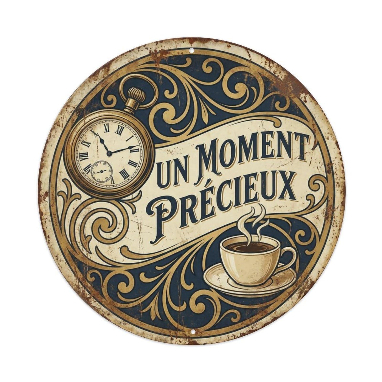 Moment Precious Lounge Instant Metal Tin Sign Plaque Wall Decor for Cafe, Club, Garden Round Metal Poster 8x8Inch