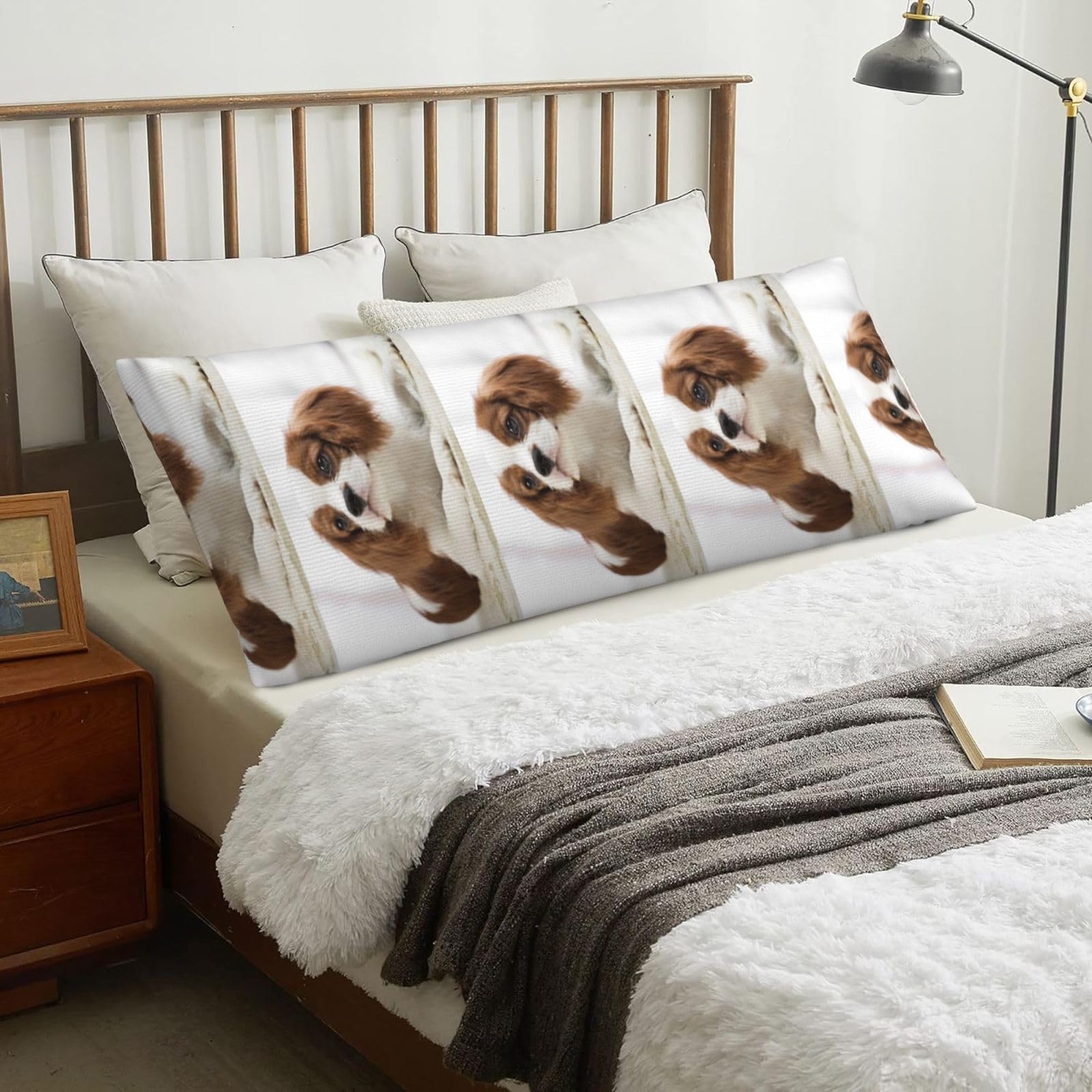 Cavalier King Charles Spaniel Brown Spaniel, Body Pillow Cover with Zipper,Long Body Pillowcase 20 x 60 in