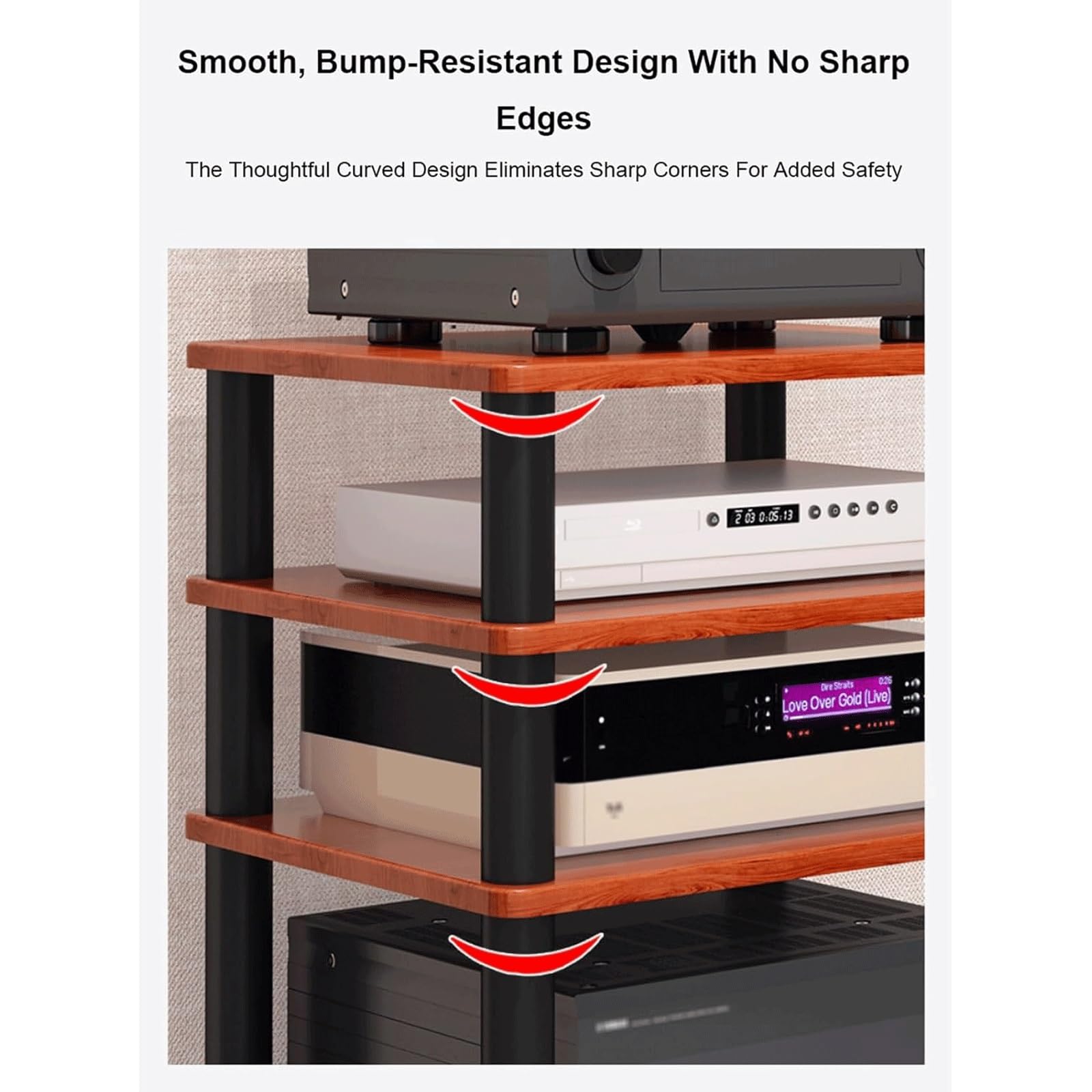Stojak na sprzęt multimedialny z kółkami, wieża audio, szafka na komponenty stereo, kino domowe, odtwarzacz CD, gramofon, odbiornik stereo(Brown,1 Tier)