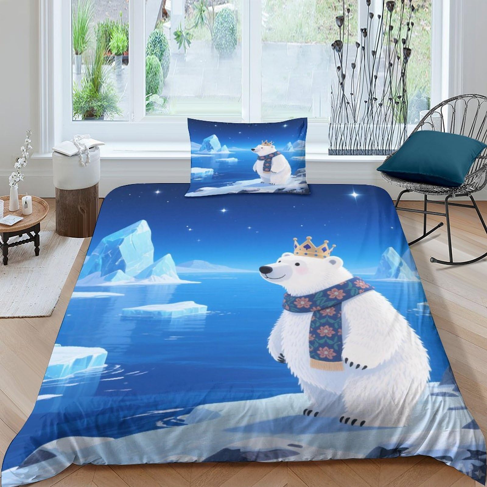 Housse de couette ours blanc 3D pour transformer la chambre d'enfant en refuge polaire