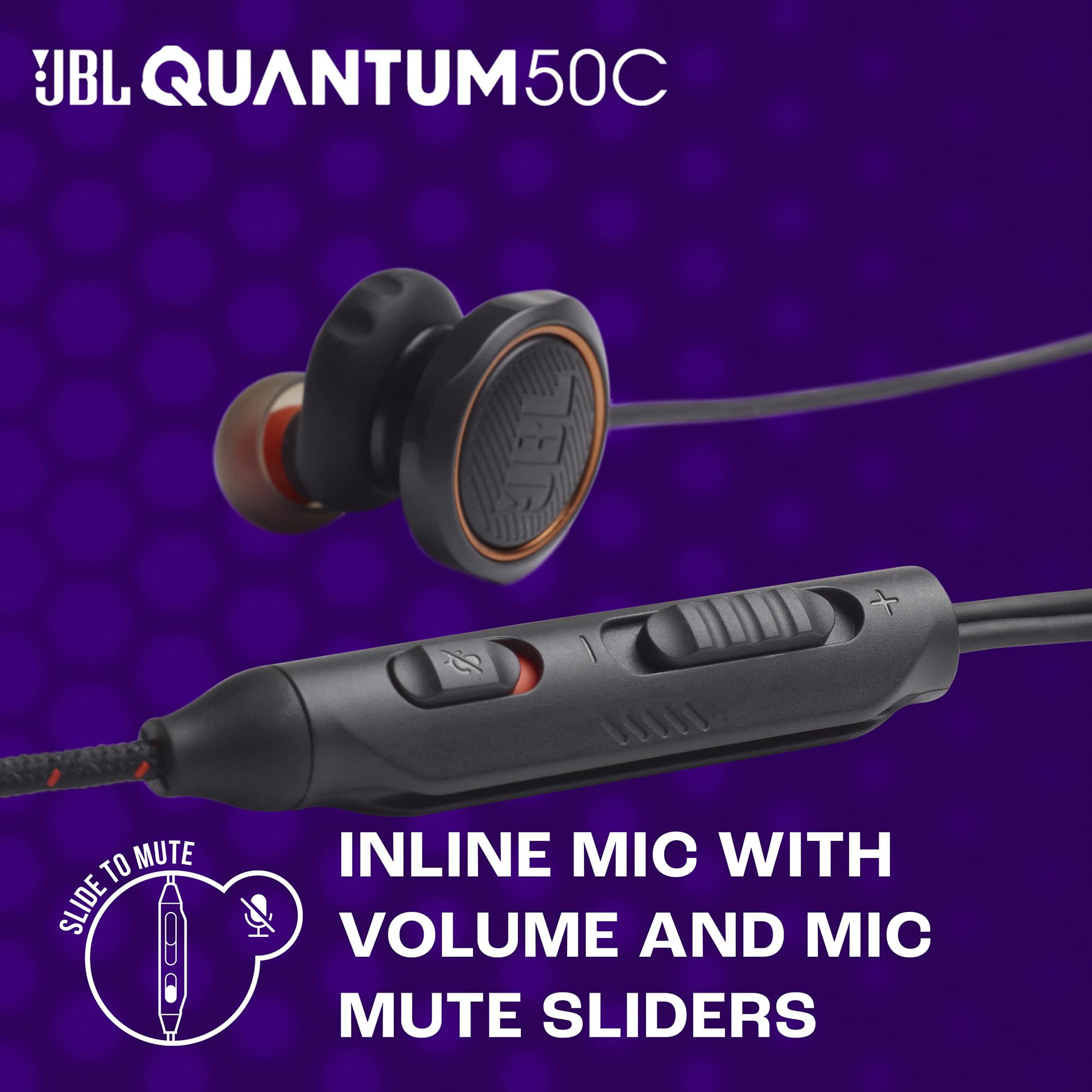JBL Quantum 50C, Cuffie da Gaming In-Ear con Filo e Adattatore USB-C, JBL QuantumSURROUND, Compatibilità Multi-Platform, Microfono Voice-Focus, Cursore Volume e Opzione Mute, Nero JBL Quantum 50C, Cuffie da Gaming In-Ear con Filo e Adattatore USB-C, JBL QuantumSURROUND, Compatibilità Multi-Platform, Microfono Voice-Focus, Cursore Volume e Opzione Mute, Nero