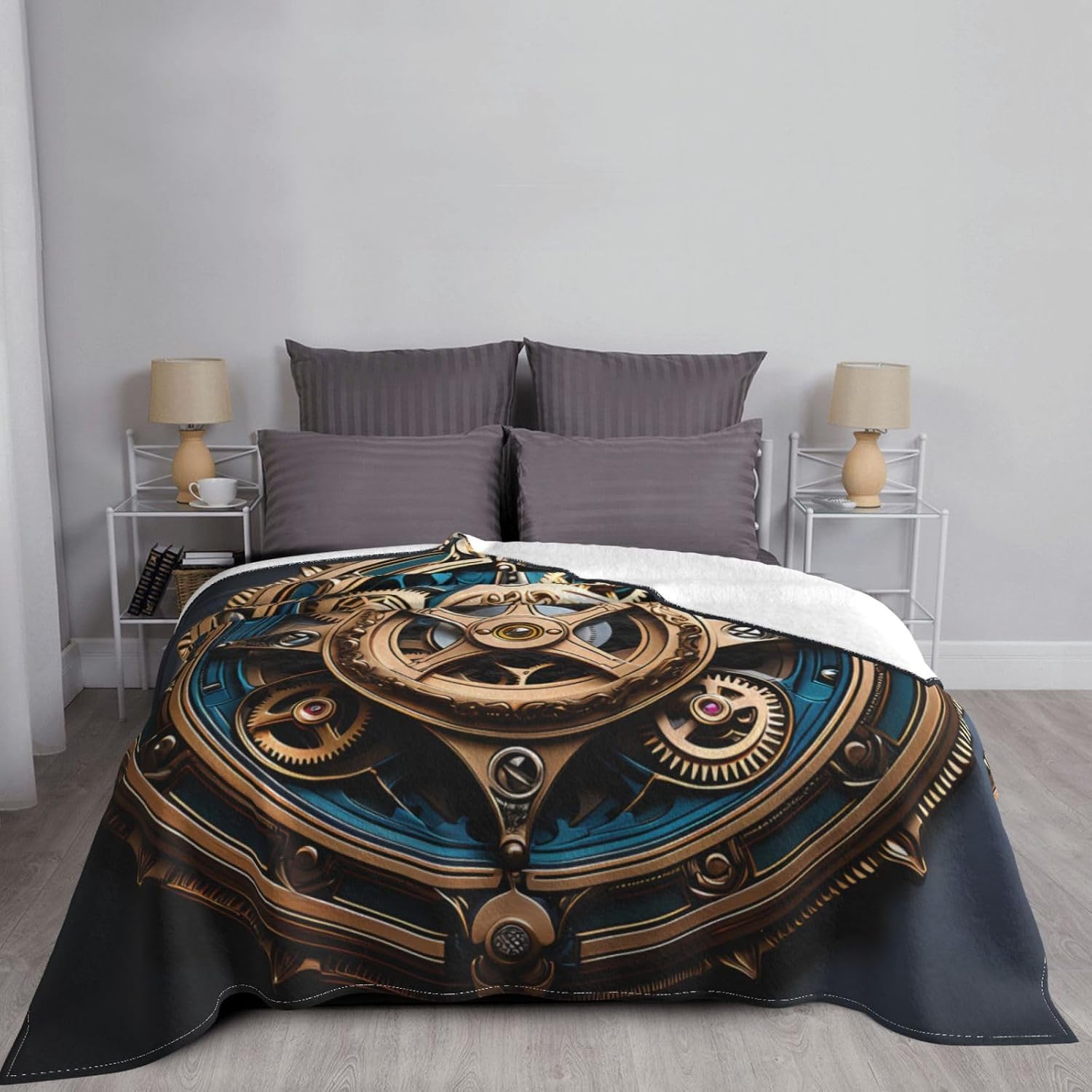 Cool Steampunk Gears Soft Sofa Blanket (60 * 50 inches), Suitable for Sofa Camping Travel Night Cover Blanket, Soft Wool Blanket, image 4