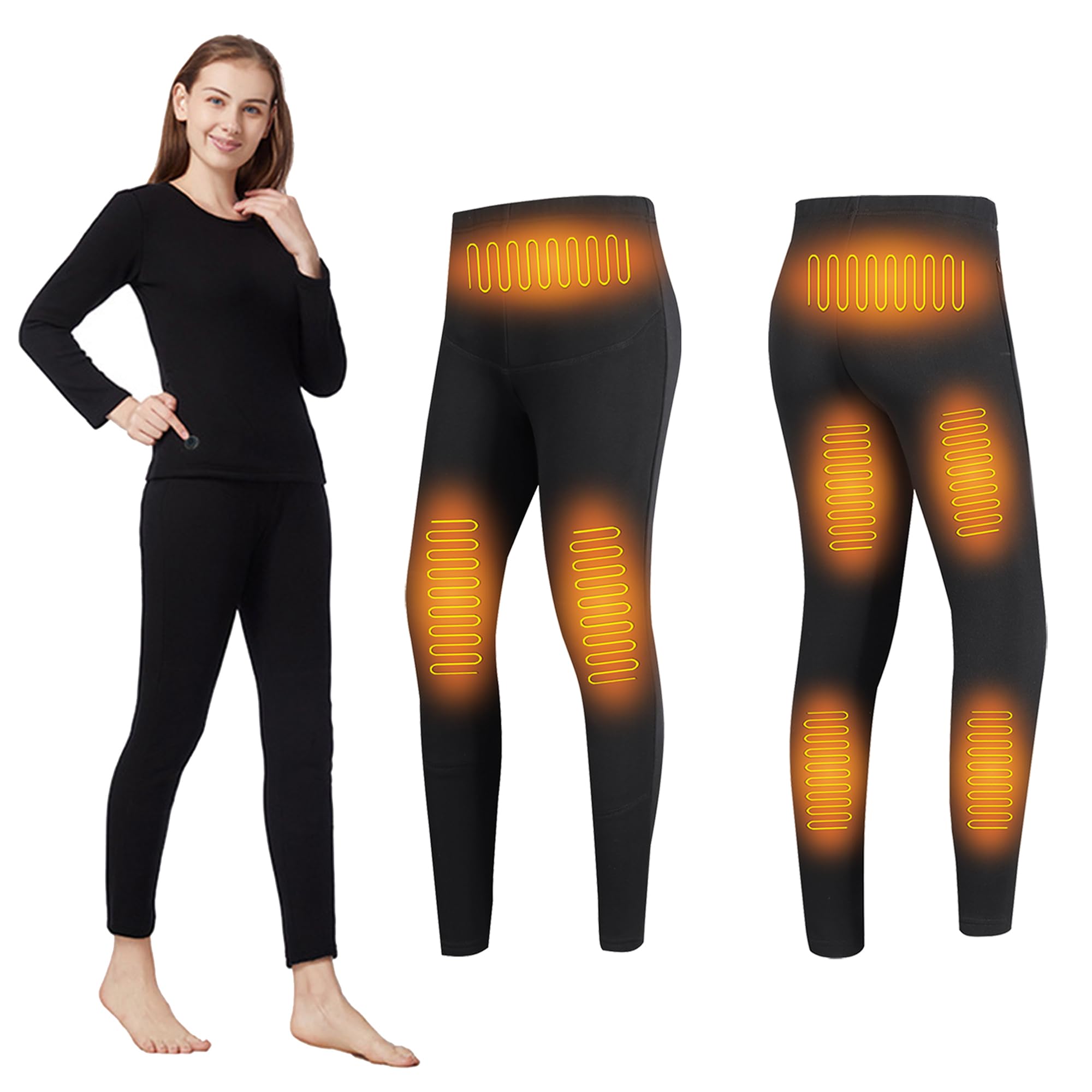 Pantaloni riscaldati per Donna, 3 Zone di Riscaldamento, Biancheria Intima Termica elettrica, Leggings, Mutande Lunghe riscaldate per Interni ed Esterni
