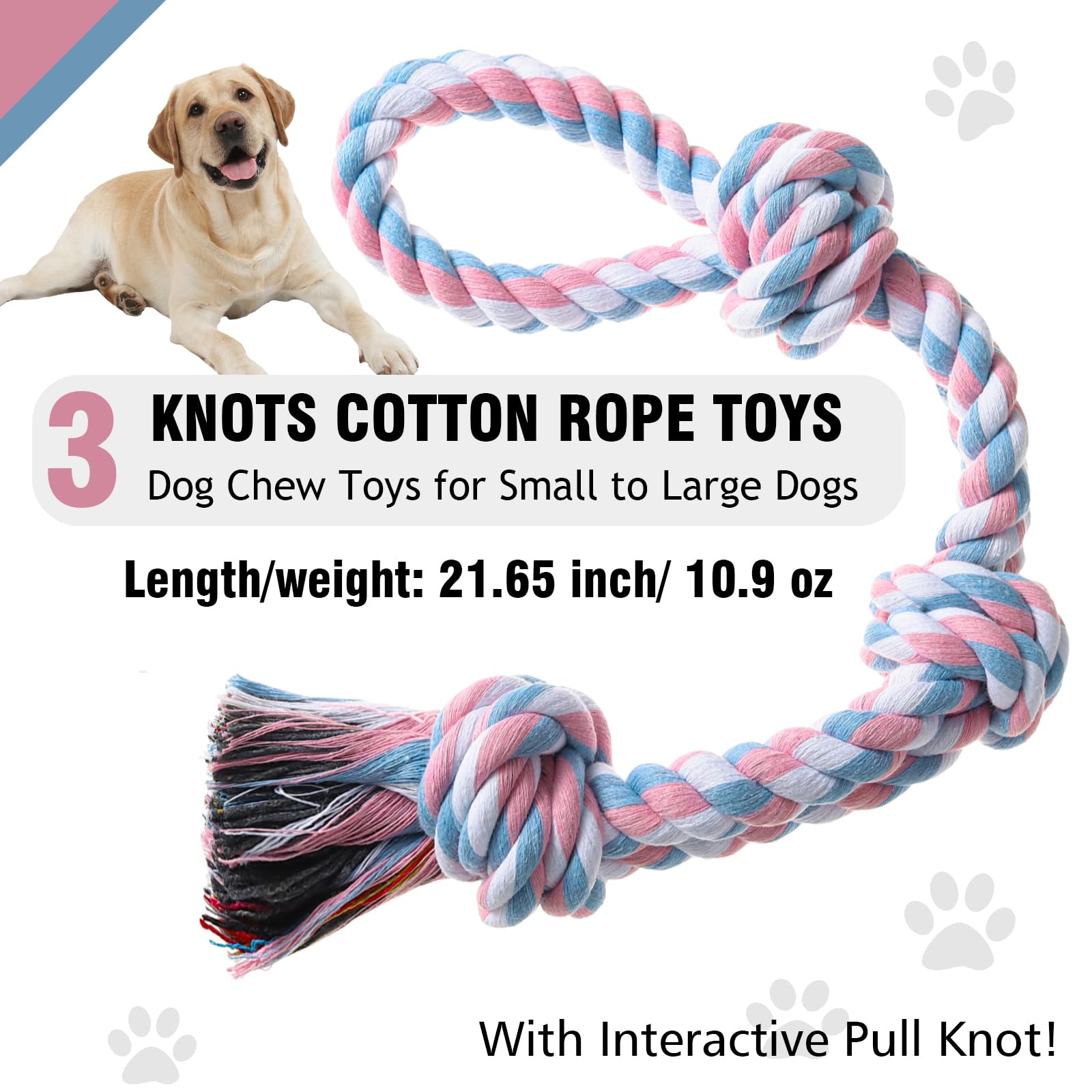 XIGOU Dog Rope Toys, Indestructible Dog Toy, Dog Chew Toys for Aggressive Chewers, Tough Puppy Teething Chew Toys for Boredom, Dental Cleaning Tug of War Dog Toy, Great for Small to Large Breed