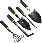 Garden Tool Set - Featuring a Heavy-Duty Stainless Steel Hand Cultivator, Transplant Shovel, Trowel, Crack Weeder, and Dandelion Weeder - The Ultimate, Unbreakable Gardening Gift