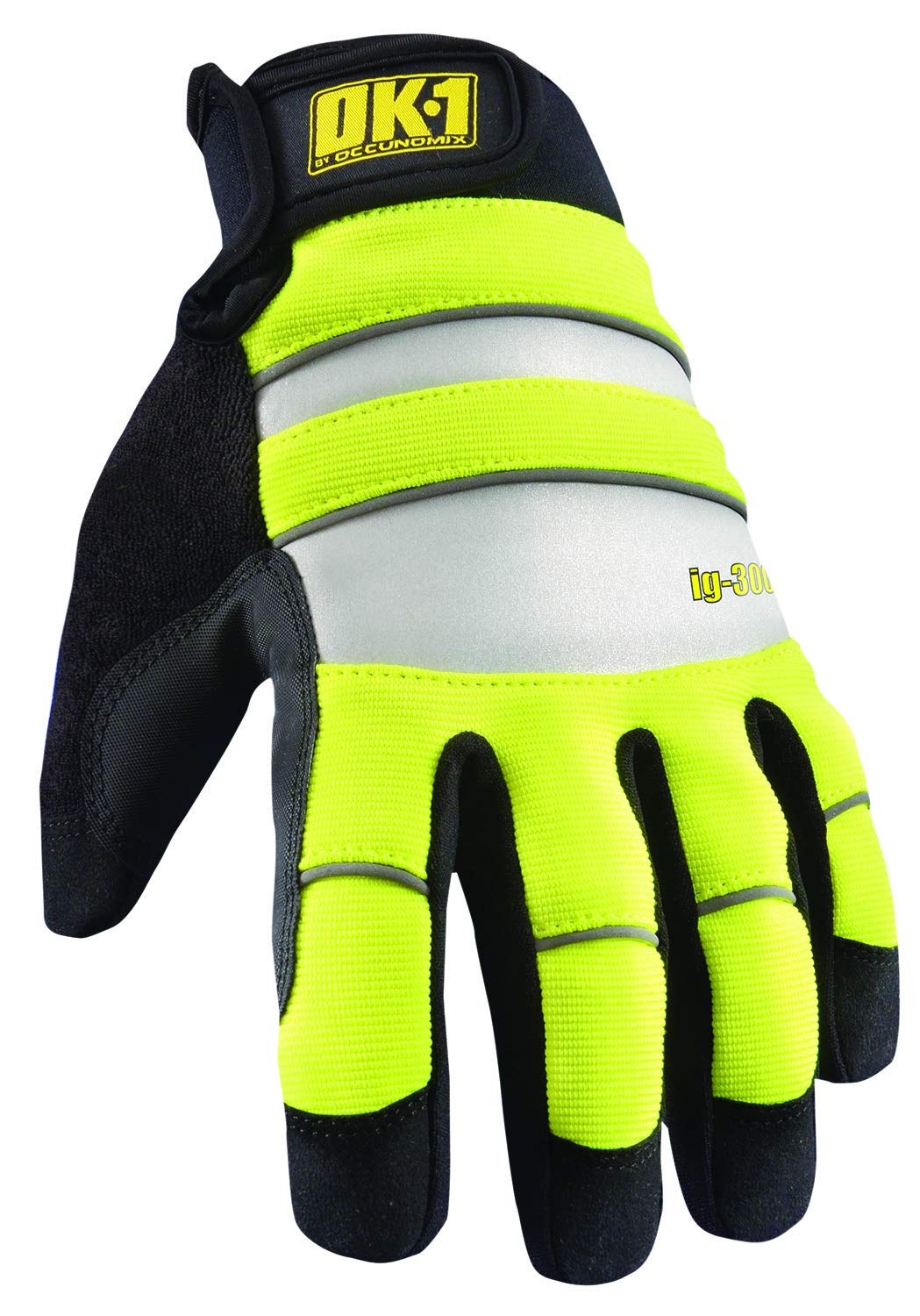 OccuNomix OK-IG300-Y-13 Celliant® Infrared Waterproof Winter Glove, Medium, Black with Reflective Yellow