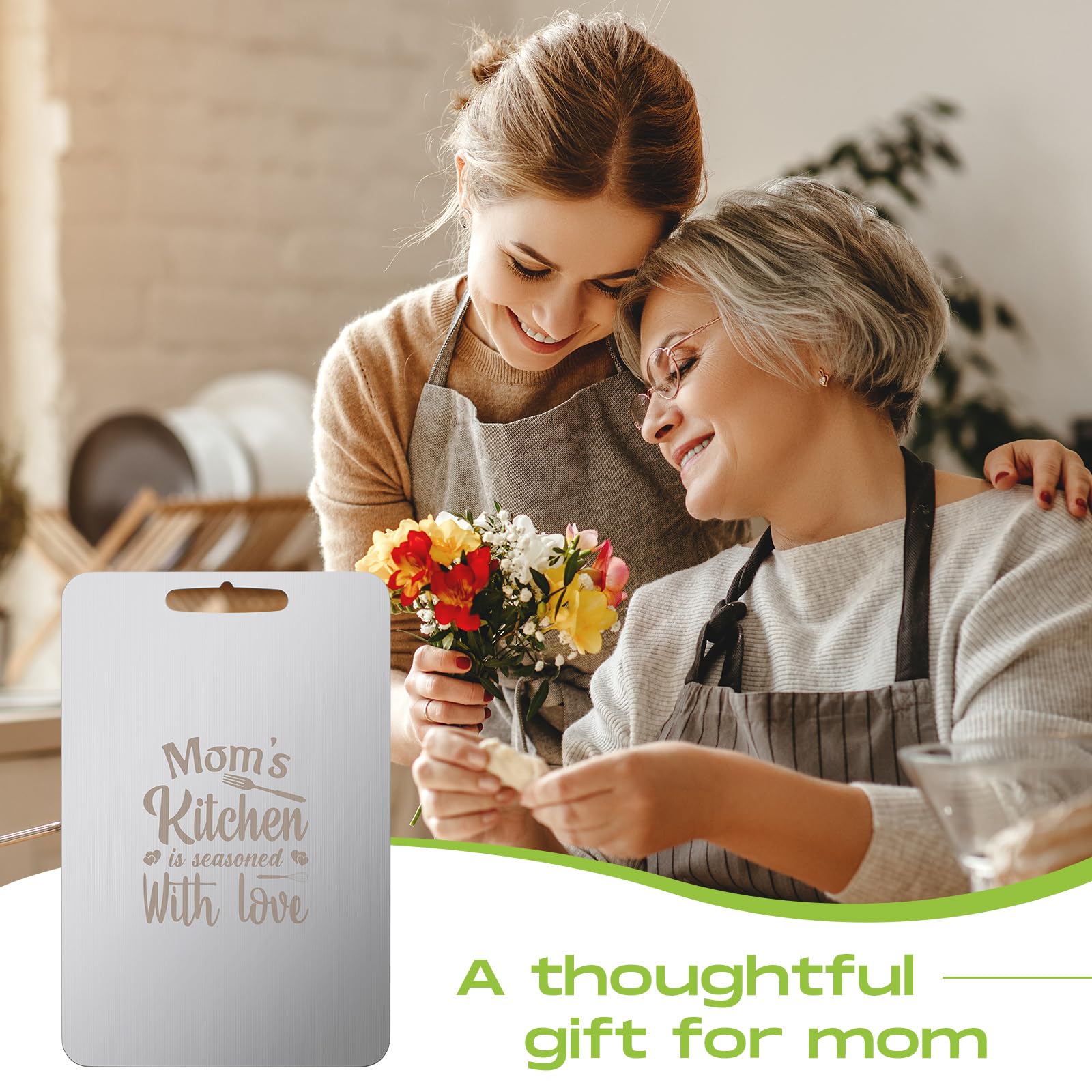 MorningRo Tabla de cortar de acero inoxidable para cocina, 13.4 x 9 pulgadas, tabla de cortar de acero inoxidable 304 para carne, frutas, verduras, apta para lavavajillas, regalo para mamá