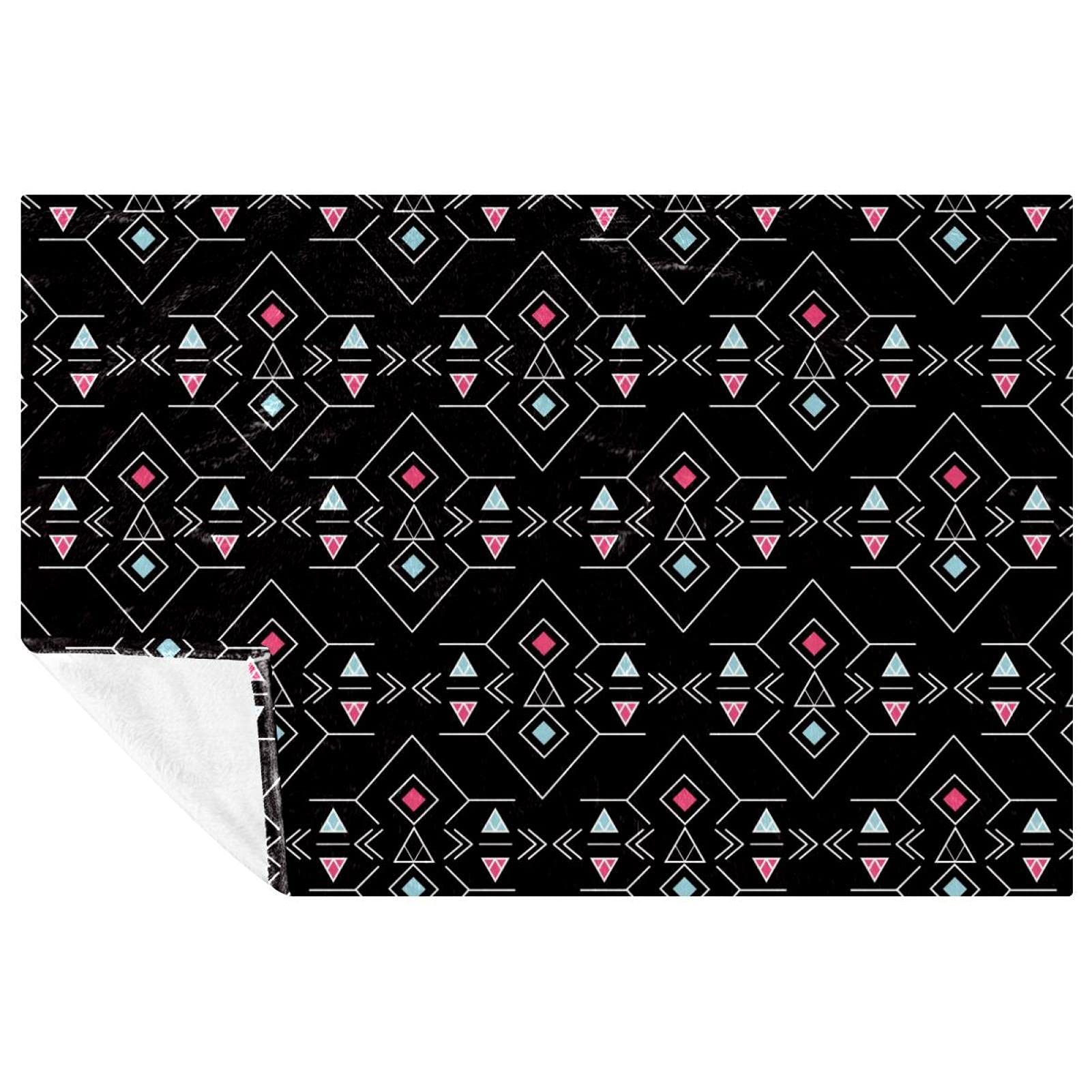 Plaid de pique-nique et camping couverture noire géométrique douce