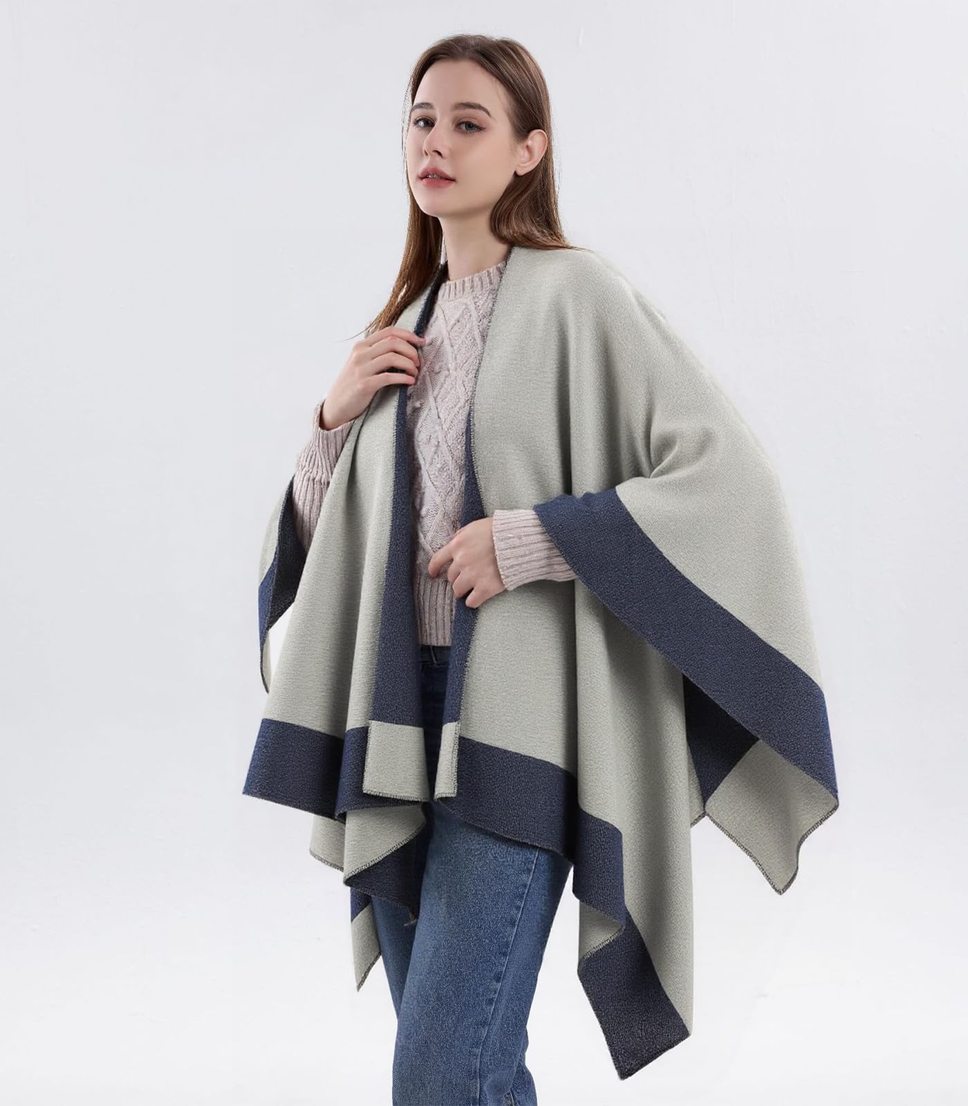 Poncho Mujeres Chales y Abrigos Delanteros Floral Elegante Cape del Estilo de Retro Chales Calientes