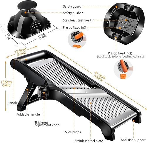 Miniatura 3 de MASTERTOP Cortador de mandolina ajustable de acero inoxidable para cocina, cortador de verduras, cebolla, papa, fruta, frita, fritas, cortador de