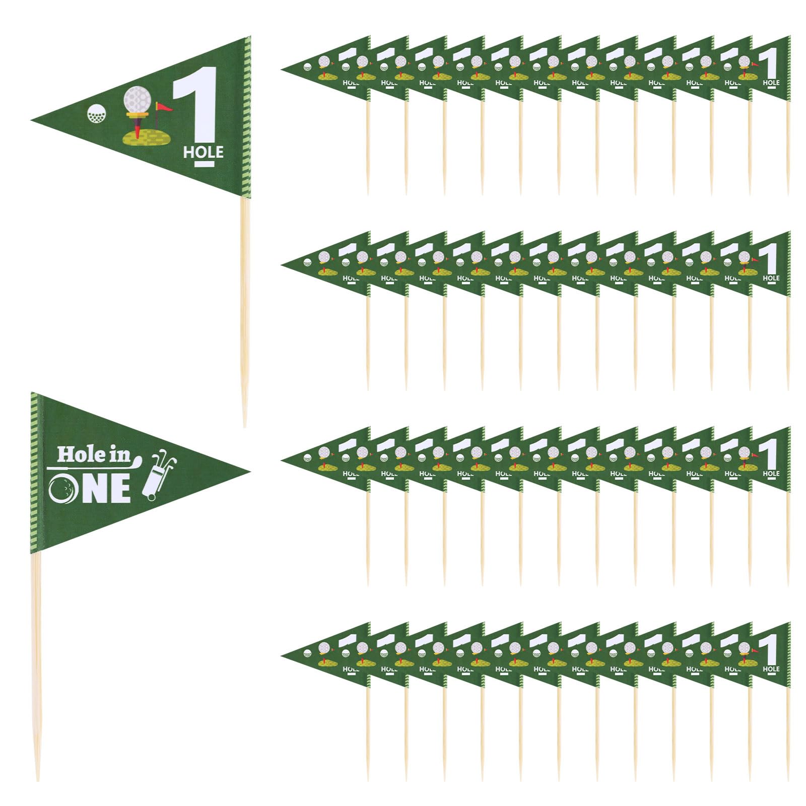 Drapeaux Cure-Dents Golf x50 pour Cupcakes et Cocktail de Anniversaire