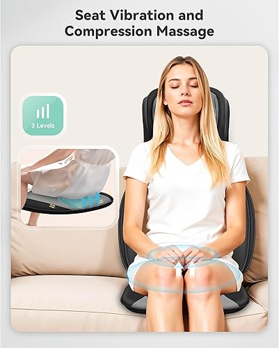 Miniatura 5 de Snailax Shiatsu Masajeador de cuello y espalda con calor, rodillo masajeador de cuello de altura ajustable, almohadilla de masaje con vibración,