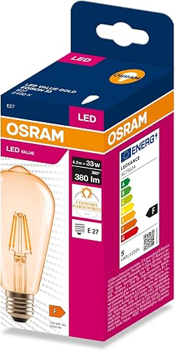 OSRAM LED FILAMENT EDISON VALUE 4.2W 2400K Gold E27