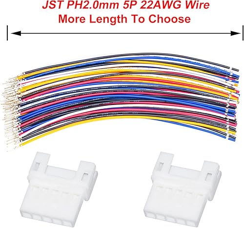 Miniatura 4 de Yoeruyo PH2.0.000 in JST Kit de conector hembra con cable preprensado de 22 AWG, 234567891012 pines conector de cable adaptador JST con longitud de