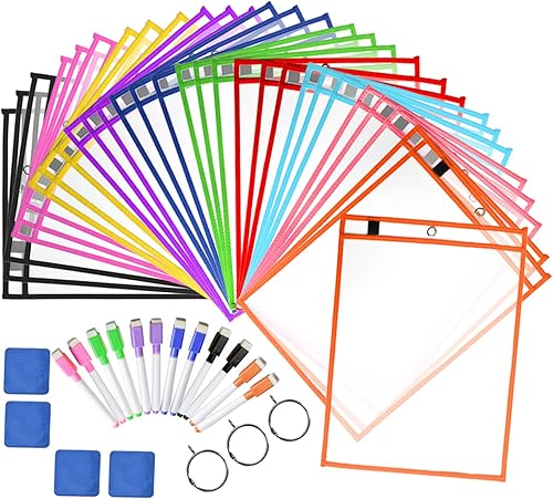 Protectores de hojas de borrado en seco, paquete de 30 unidades, reutilizables, de gran tamaño, de 10 x 13 pulgadas, fundas de plástico