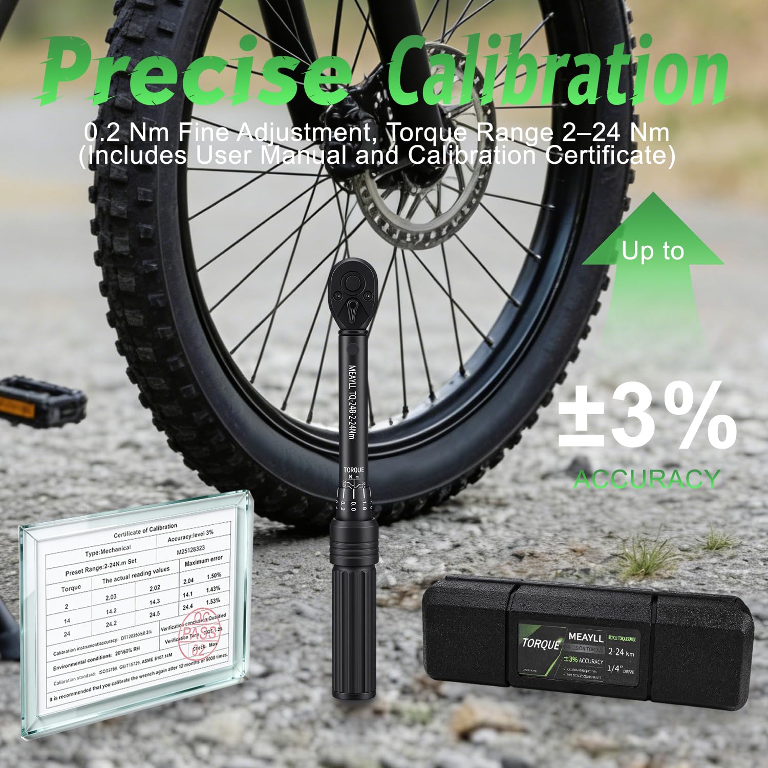 Clé dynamométrique vélo 1/4" 2–24 Nm, précision ±3%, cliquet réversible 72 dents, kit clé dynamométrique moto avec 12 embouts, adaptateur 1/4" à 3/8" et rallonge 100 mm (Noir)