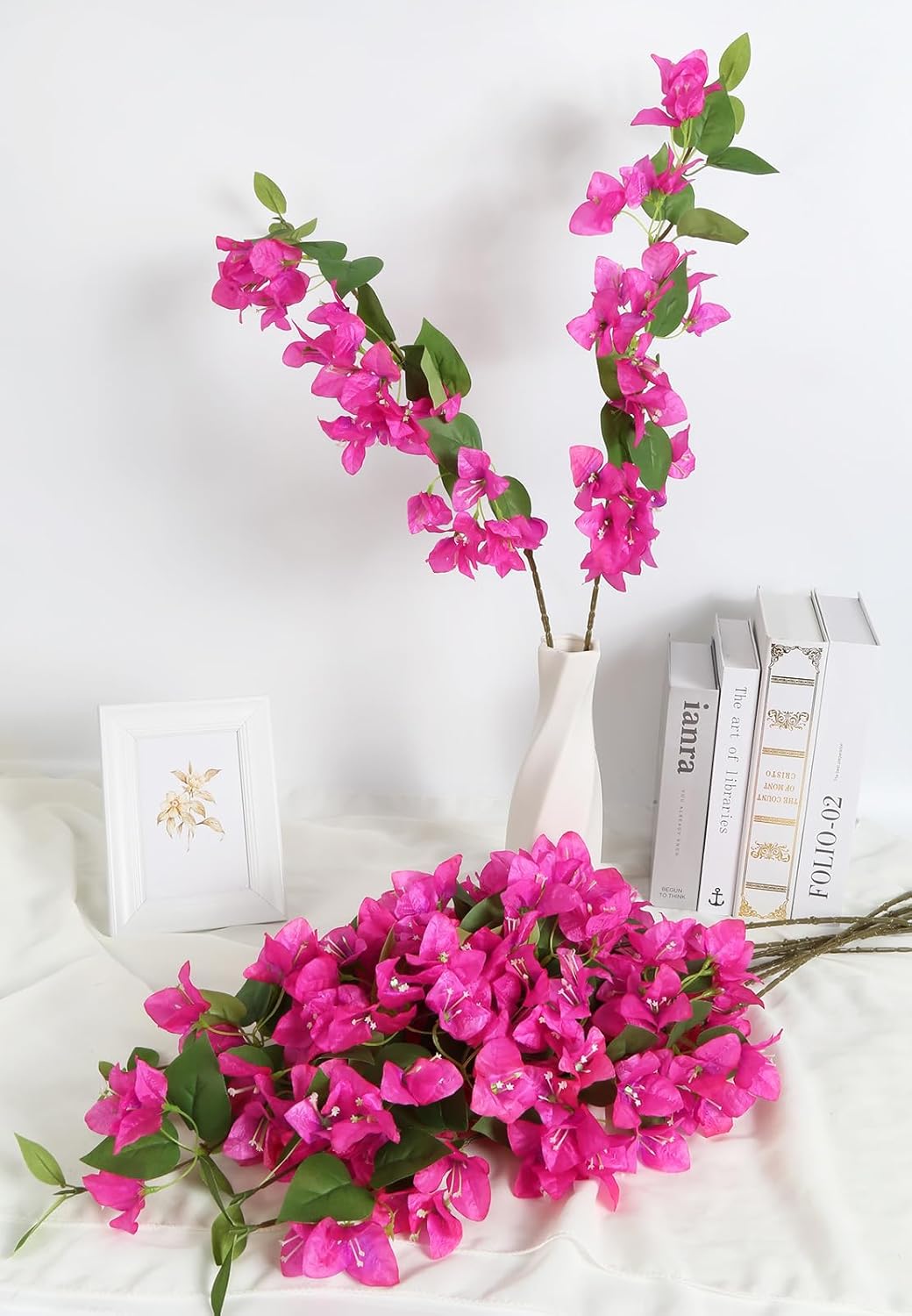 12PCS Bougainvillea Artificial Flowers 31.50" Long Stem Fake Silk Bougainvillea Branches Hot Pink Faux Hanging Flowers Vines for Wedding Centerpieces Home Garden DIY Decorations (Deep Pink) - Image 4