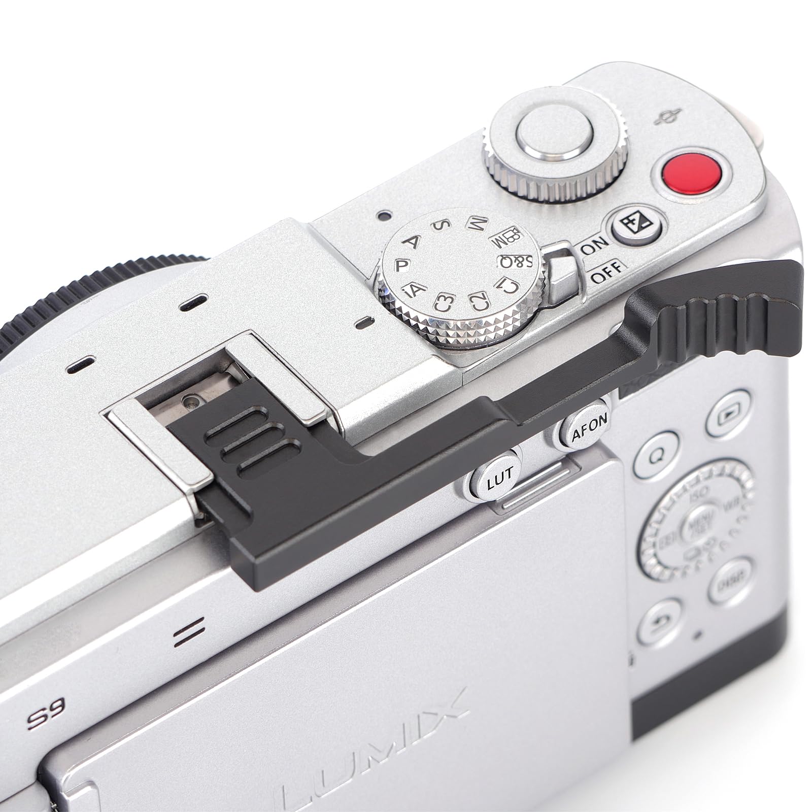 Agarre de metal para pulgar hacia arriba para cámara Panasonic LUMIX S9, agarre antideslizante para dedos de mano LUMIX S9, soporte de pulgar para fotografía con una sola mano (negro)
