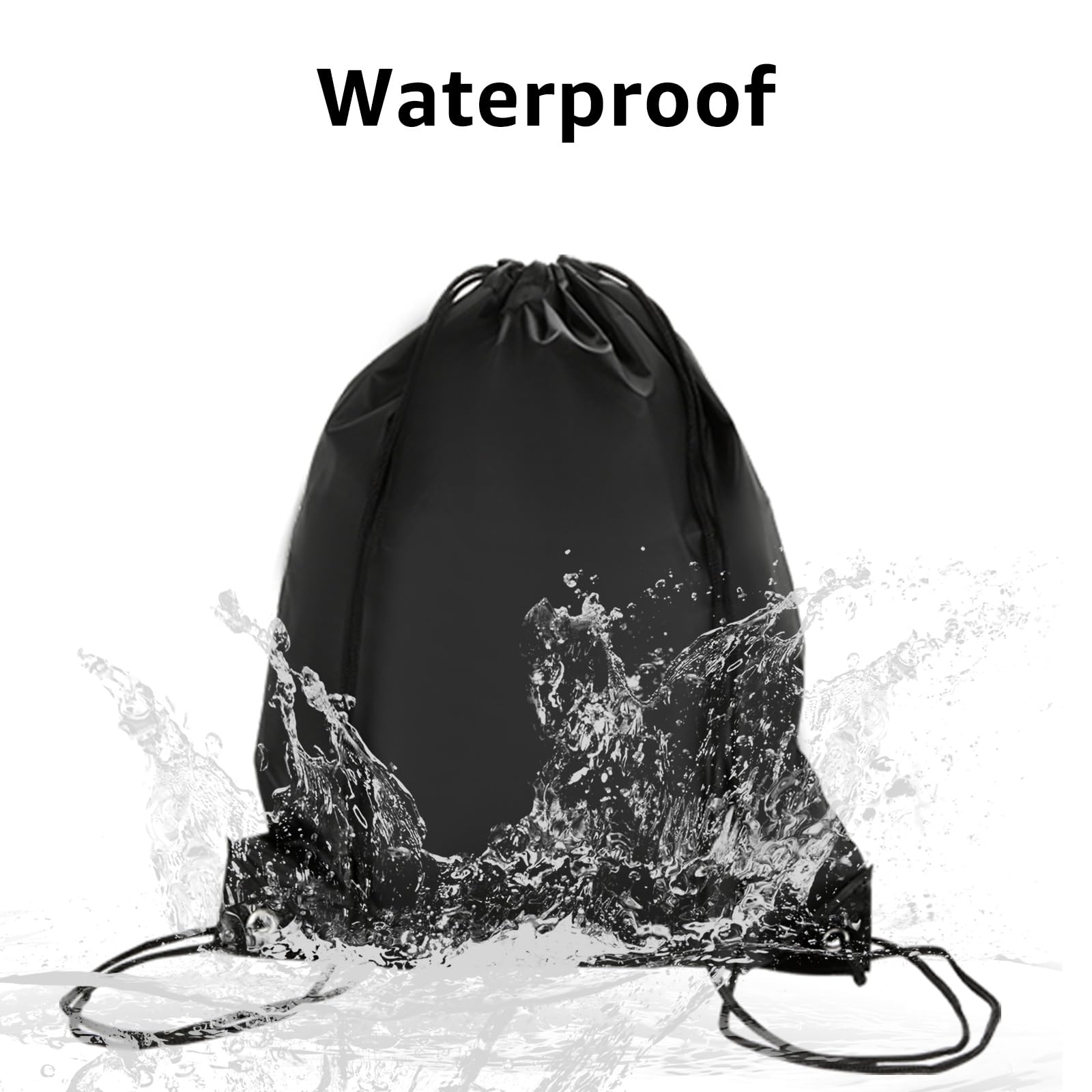 DAJAVE 20 Stück Turnbeutel Schwarz 34x43CM Kordelzugbeutel PE Beutel Kordelzug Turnbeutel Wasserdicht Schwimmbeutel Kordelzug Rucksack für Sport, Schule, Fitnessstudio, Reisen, Schwimmen, Strand
