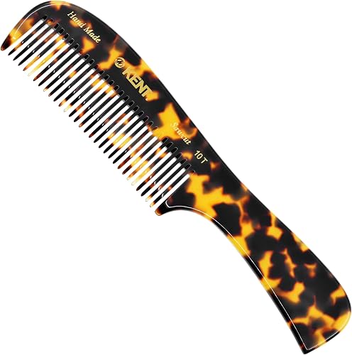 Kent 10T TY Large Hair Detangler Comb - Handmade Wide Tooth Comb for Curly Hair, Detangling Comb For Wet and Dry Hair, Rake Comb for Women - Smooth and Comfortable Hair Combs for Thick Hair-Saw Cut