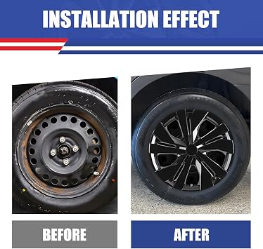 Winjet 15 inch Hubcaps Wheel Rims Cover for 2007-2025 Nissan Versa Wheel Rim Covers,Heavy Duty PP Material Snap On Installation (15 Inch Set of 4,Black Lacquer)