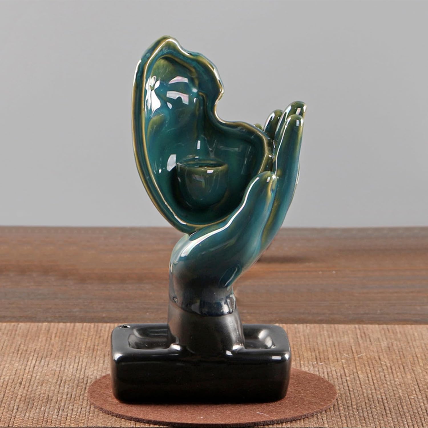 Backflow Ceramic Incense Burner for Incense Cones Creative Half Face Contemplate Reverse Flow Censer Incense Stick Holder