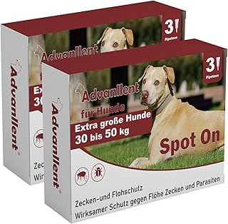 Advanllent Tick Protection for Dogs, 6 Pipettes, Spot On Dog, Tick Repellent for Extra Large Dogs 30 to 50 kg, Dog Flea Deworming Agent for Dogs, Against Fleas & Ticks product image