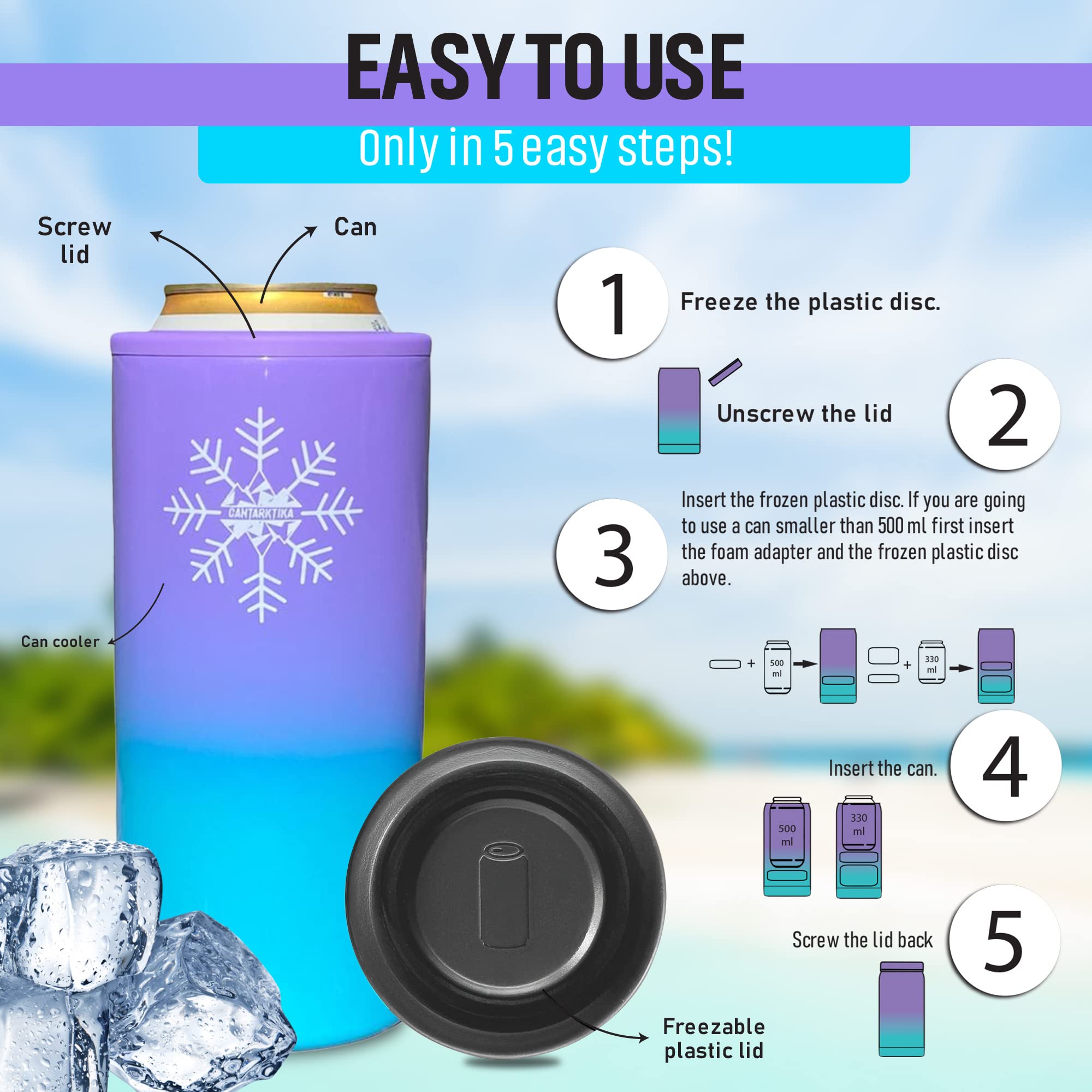 Enfriador Termo Funda para Botellas Latas y Botes de 330, 440 y 500 ml para Cerveza y Refrescos regalo original hombre mujer