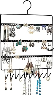 NH10 DESIGNS Wall Mounted Earring Organizer Hanging Jewellery Rack for Necklace (Pack of 1) (Metal Iron) (NHSP), Black Price In India