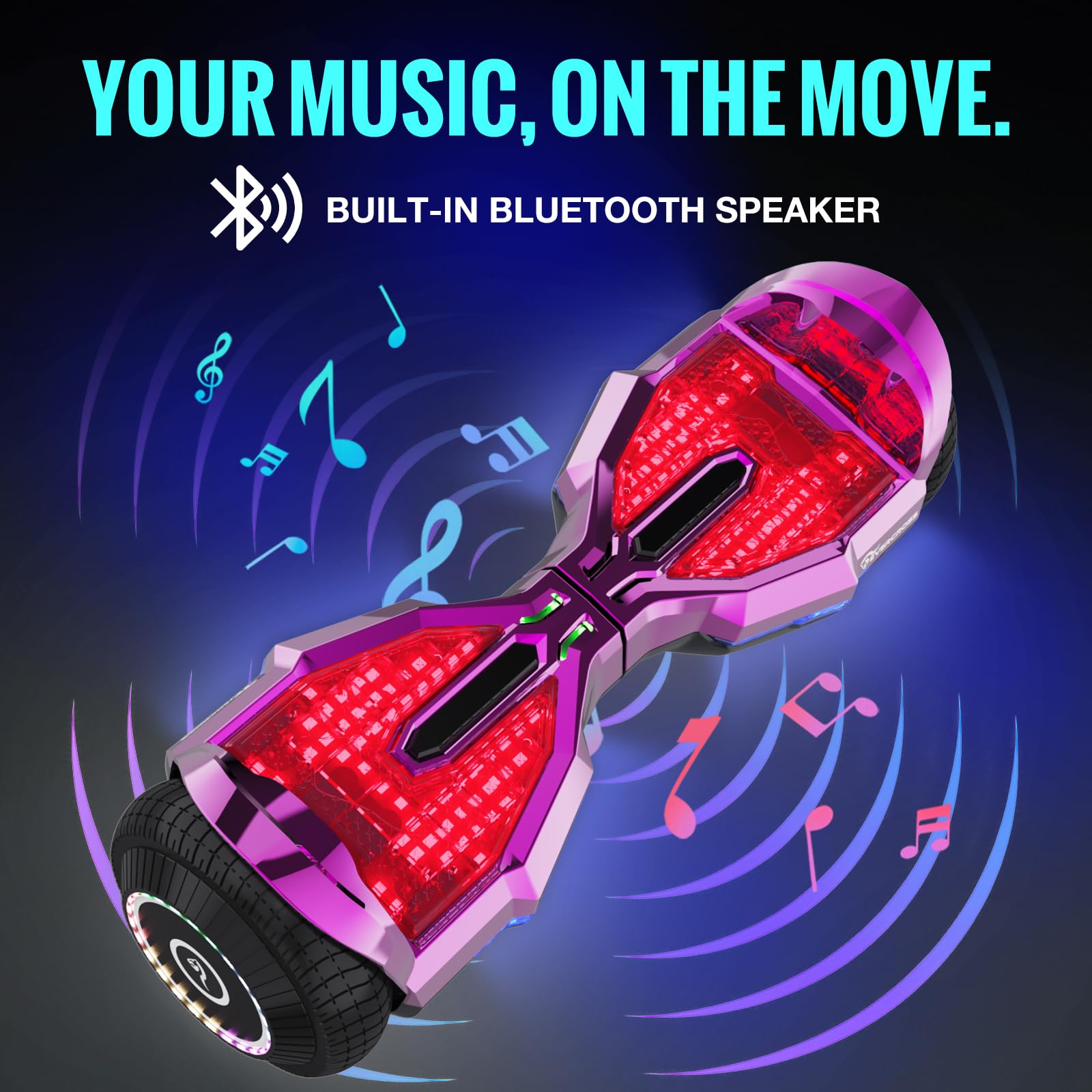 EVERCROSS EV2 Hoverboards mit Sitz - 5,2 Ah Akku, 15 KM/H, Bluetooth Music, 7-Farben Pedallichter, 85 KG Tragkraft, Hover Boards mit Hoverkart Für Kinder & Jugendliche & Erwachsene