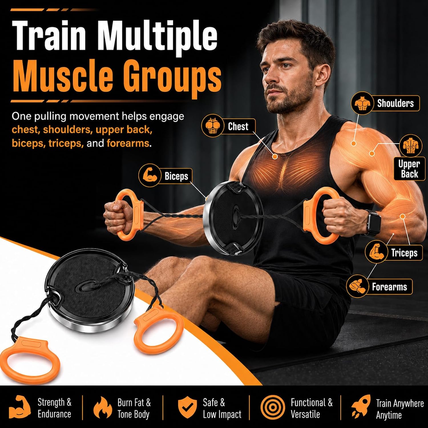Flywheel Arm Trainer for Men & Women, Portable Chest and Arm Workout Equipment, Upper Body Resistance Trainer for Arms, Shoulders, Back and Forearms, Home Gym Twister Exercise Device