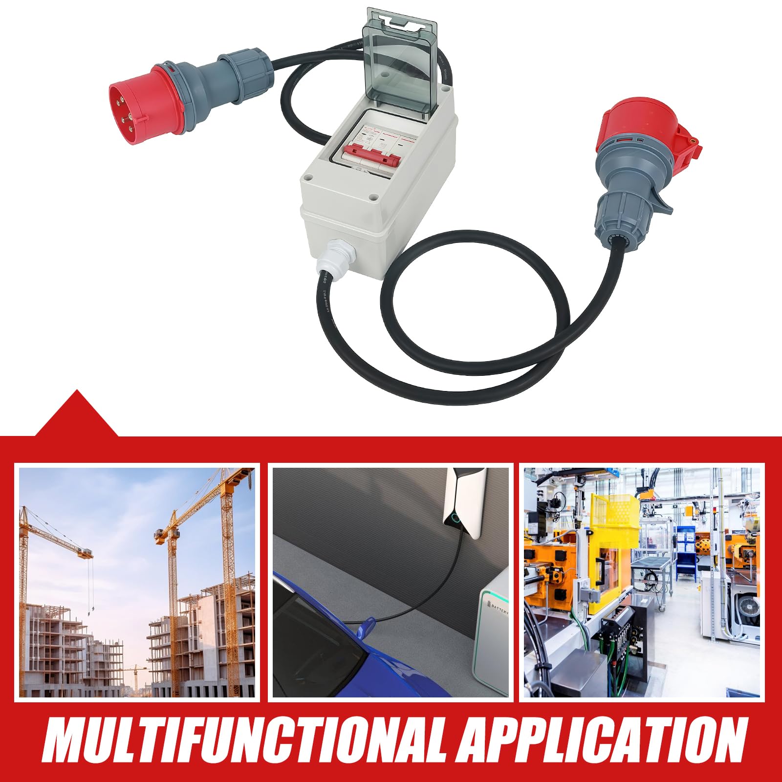 Adattatore CEE 32 A maschio a 16 A, cavo di collegamento con spina, 5 poli 400 V, adattatore ad alta corrente IP 44, prolunga 1 m, utilizzato per apparecchi elettrici, collegamento ecc