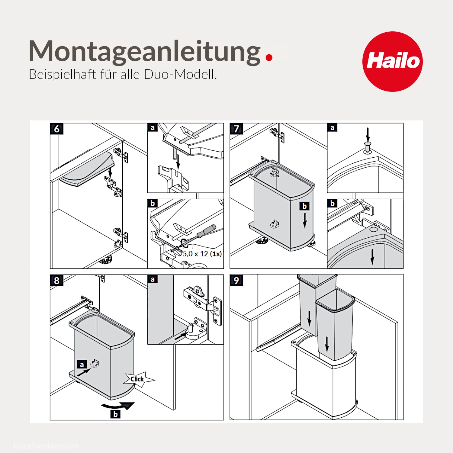Hailo Abfallsammler 3416101 | Schwenkbarer Einbau-Mülleimer Duo 16 L | Poliertes Schwarzes Design | Für Schränke ab 45 cm Breite mit Drehtür | Platzsparend Einfache Montage | Hochwertige Verarbeitung