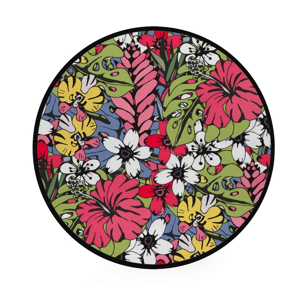 Paillasson rond pour salon et cuisine : confort absorbant pour animaux et style tropical