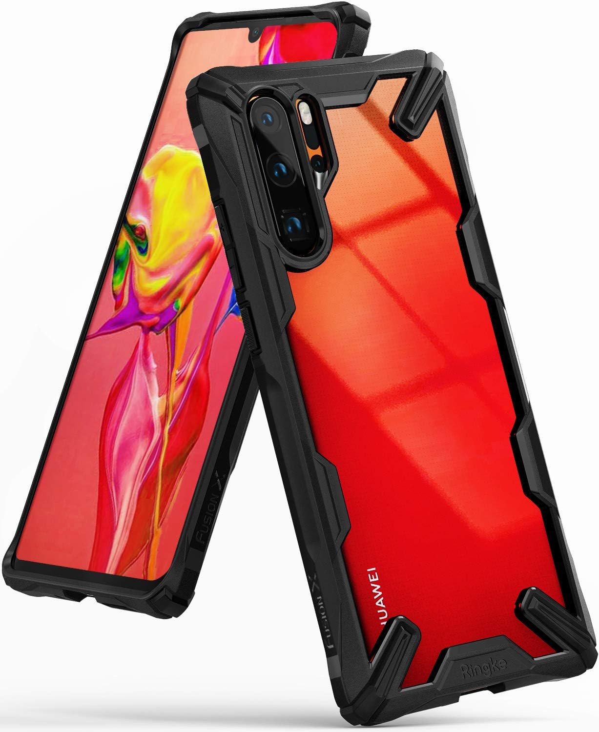 Ringke Fusion-X Compatible with Huawei P30 Pro Case Back Cover Transparent Hard PC Back TPU Bumper Impact Resistant Shockproof Protection Huawei P30 Pro Back Cover - Black