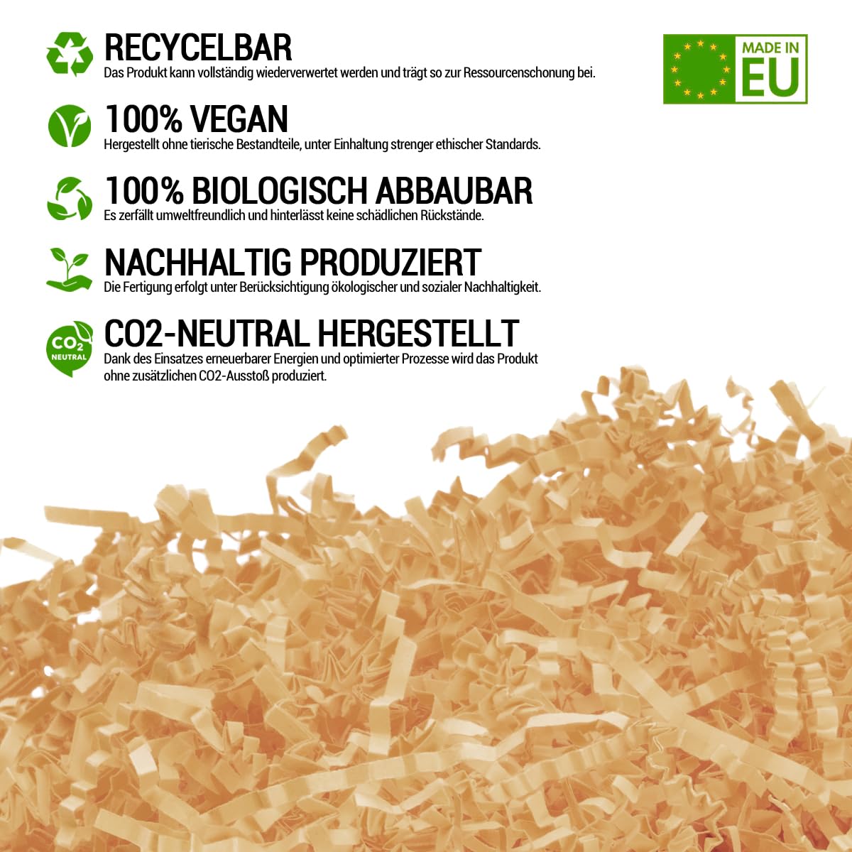 verpacking wypełnienie prezentowe Kość słoniowa [kolor i ilość do wyboru] wypełnienie do pudełek prezentowych koszy i torebek 100% papier z recyklingu wyściełanie 2 kg