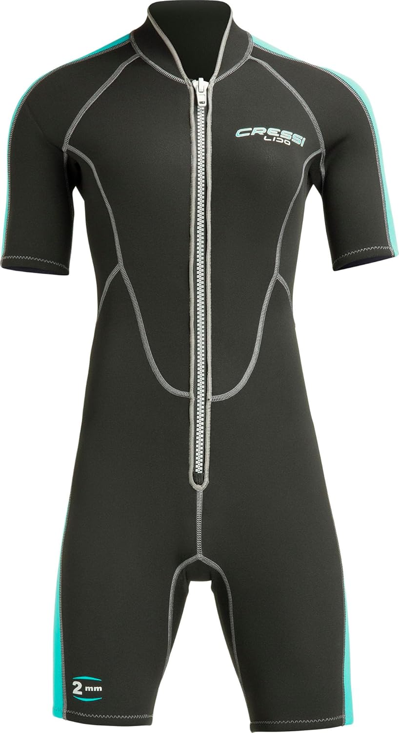 Cressi Lido 2 mm Lady Short Sleeves Short Wetsuits, Black/Aquamarine, L - Image 4