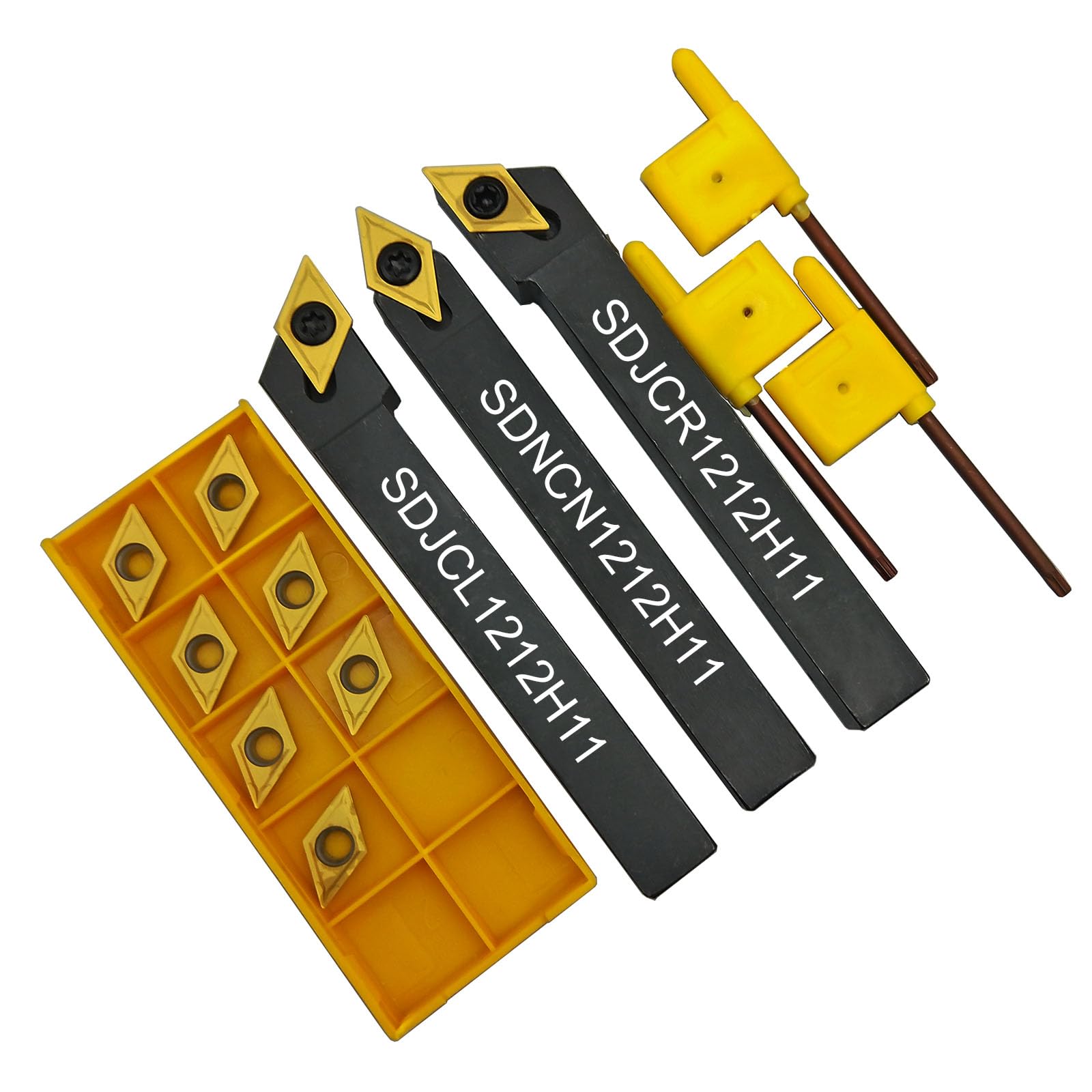 Scalpello da 1/2" SDJCR SDNCN SDJCL1212H11 supporto per tornio CNC + DCMT11 | Tornio in acciaio 12 x 12 CNC, tornio in metallo duro DCMT11T304 / DCMT32.51, tornio indexabile in metallo duro