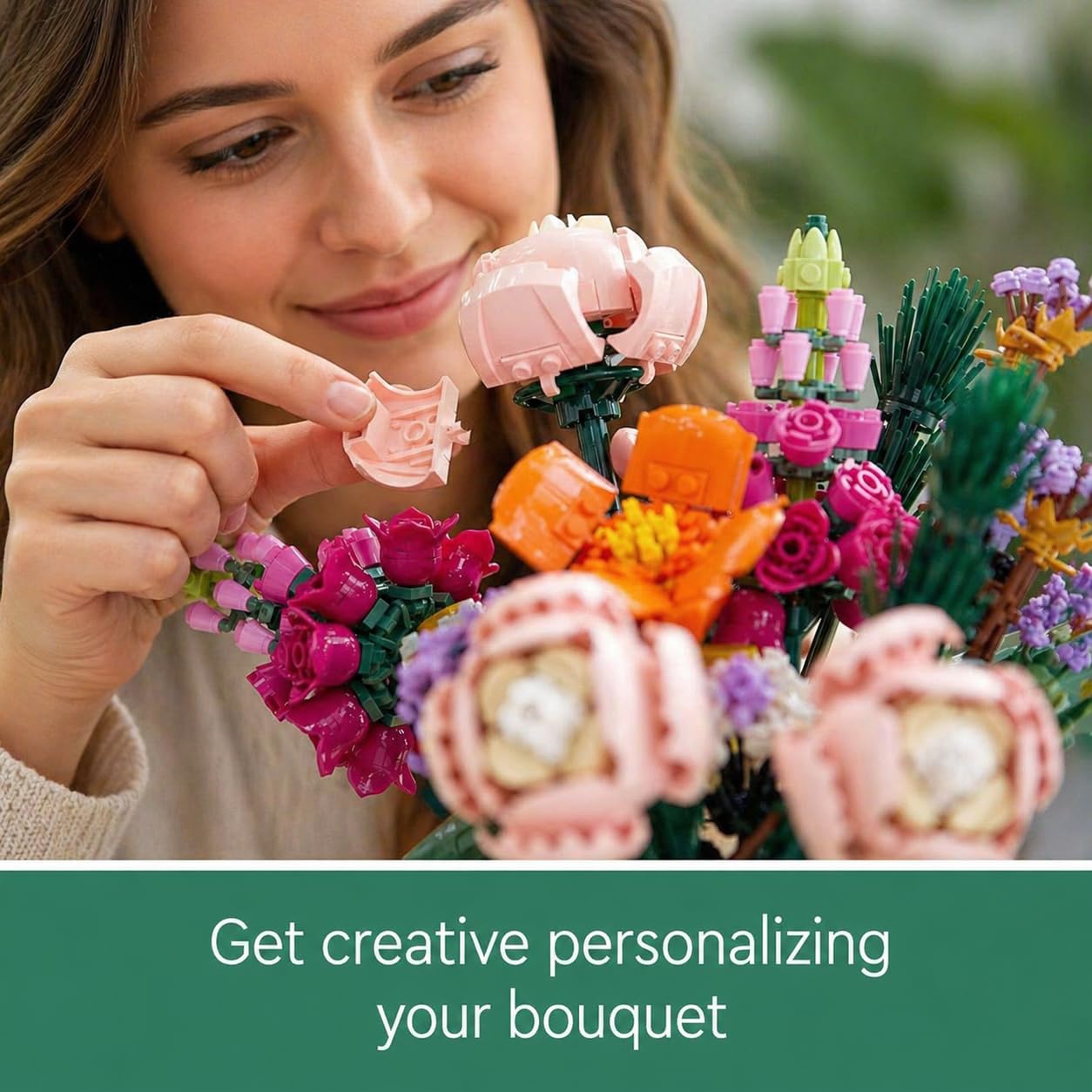 Prplet Flower Bouquet Building Blocks Set | Botanical Artificial Flower Decor Toy (756 Pieces) | DIY Creative Brick Bouquet for Home & Office Decoration 2