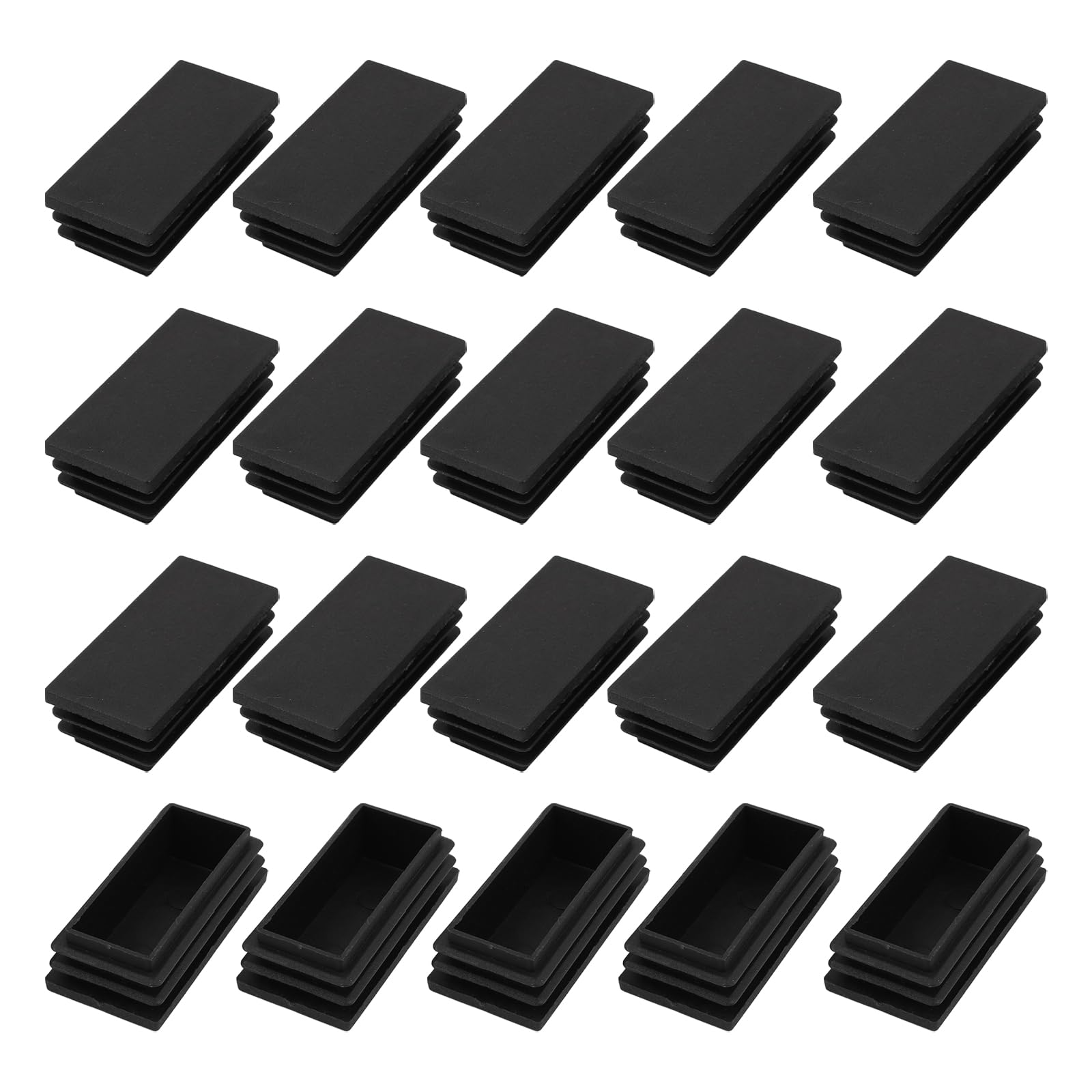 METALLIXITY Rectangle End Caps (60 x 30mm) 24Pcs, Plastic Rectangle Tube Inserts Threaded End Blanking Caps Protector