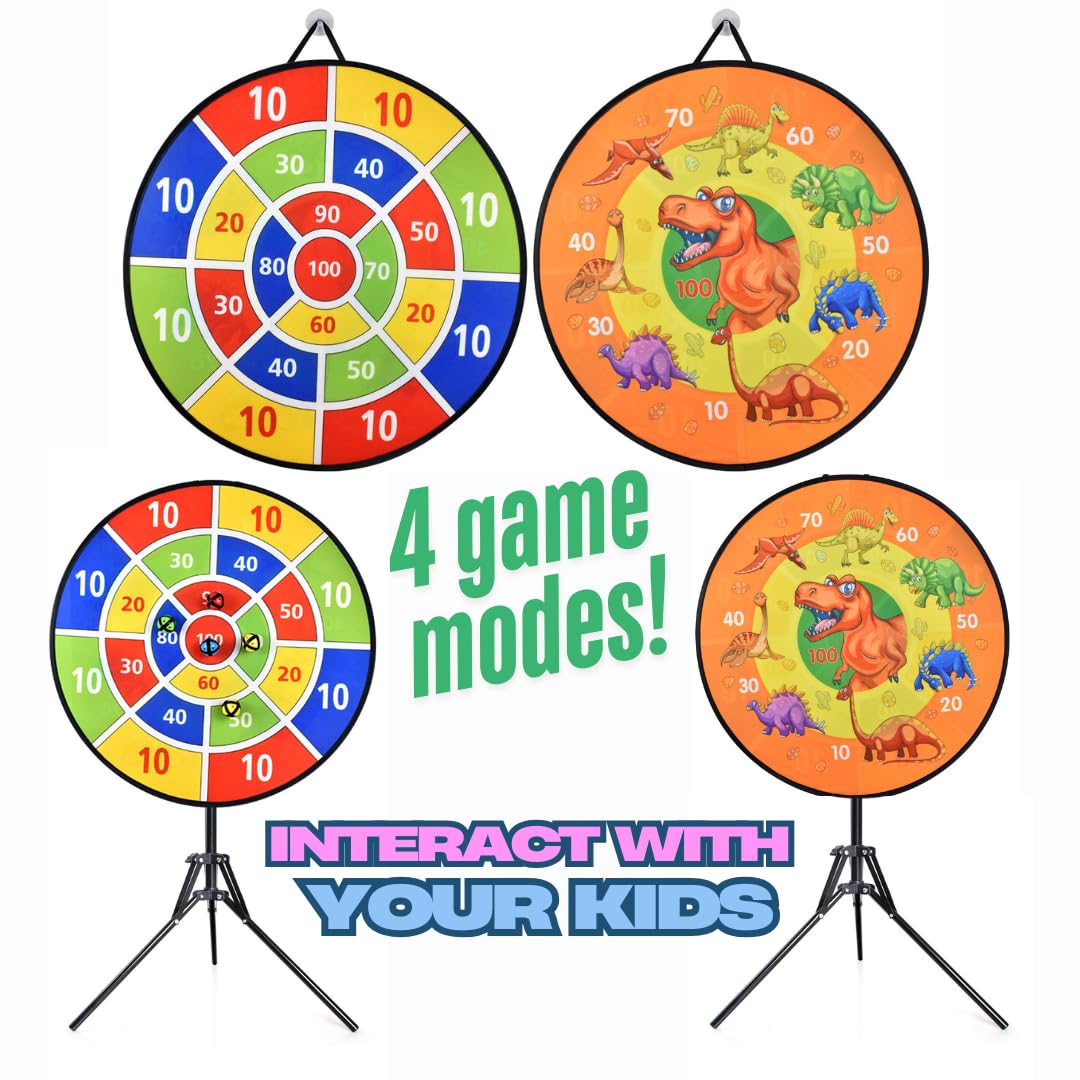 Large Dart Board for Kids Kids Double-Sided Dart Board with 12 Pcs Sticky Balls and Darts - Image 3