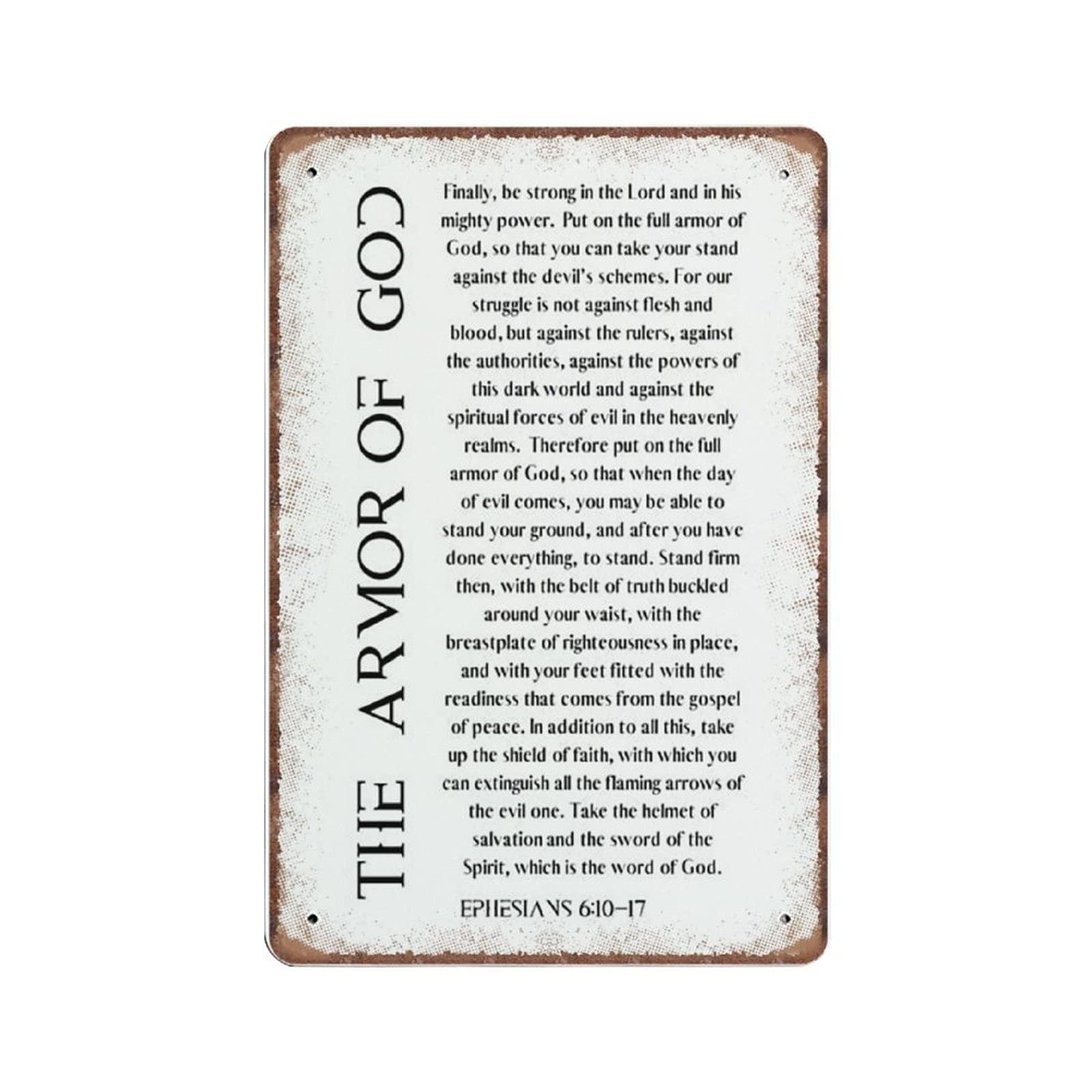 Veeu Retro Tin Signs 8 Daiercy The Armor Of God, Ephesians 6:10-17, Put On The Whole Armor Of God, Bible Verse Tin Signs Funny Vintage Metal Sign Wall Art Pub Bar Kitchen Garden Bathroom Home Decor, 140X200 Mm Size 6