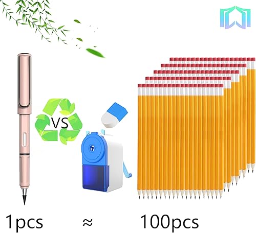 Miniatura 2 de 6 juegos de lápices eternos, bolígrafo infinito, lápices sin afilar para escribir, dibujar, estudiantes, sostenibles para suministros escolares de