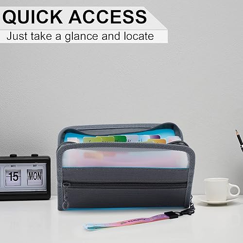 Miniatura 4 de NAFY Organizador pequeño de archivos de acordeón, tamaño A6, 13 bolsillos, organizador de recibos con cremallera, 8 x 5.3 pulgadas, carpetas